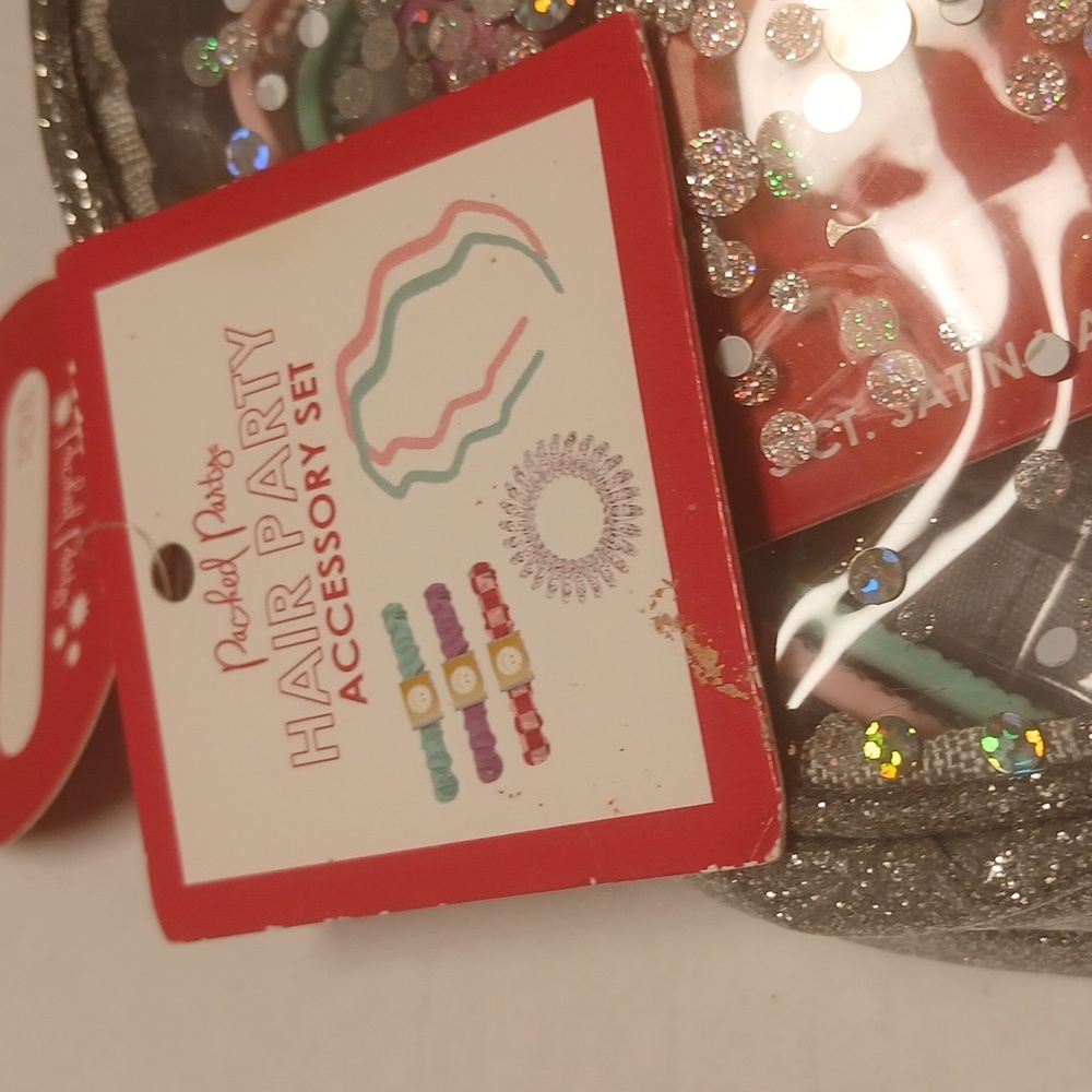 Packed Party Silver Glitter Hair Accessory Set 7 Pcs included NWT